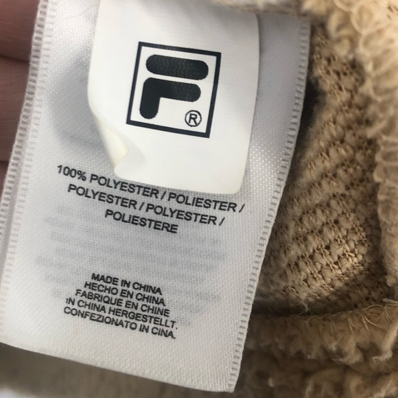 *Fila Sherpa Full Zip Jacket Tan Black Red Mens Small - Picture 8 of 9